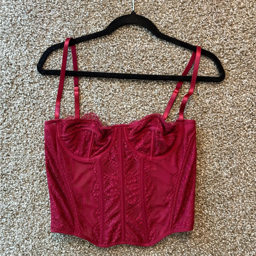 Elegant Lace Bodysuit in Rich Red